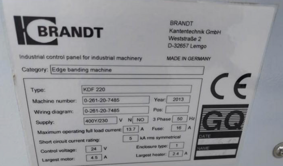 Briaunų laminavimo staklės Brandt KDF 220