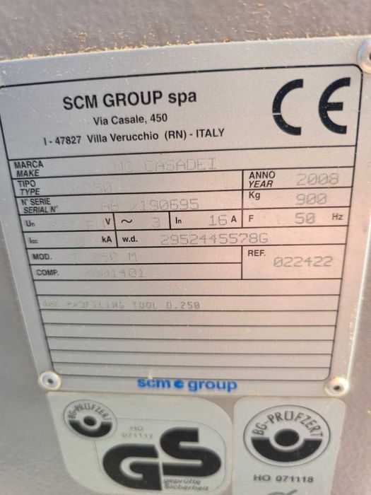 Frezavimo staklės Casadei / SCM