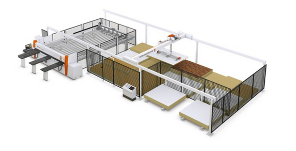 Sandėliavimo sprendimas (1) su tiksliomis automatinėmis pjovimo staklėmis