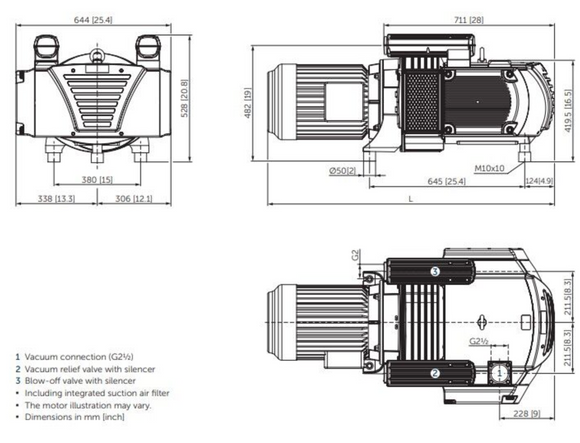 Sausas betepalinis vakuuminis siurblys BECKER VTLF 2.250