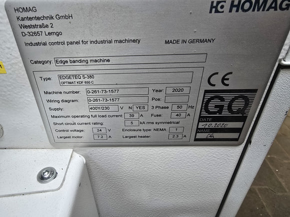 Briaunų laminavimo staklės Homag EDGETEQ S380